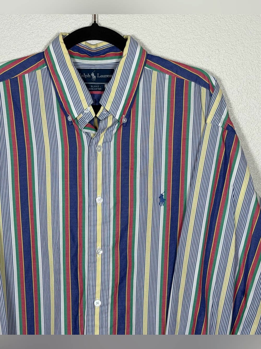 Y2K Ralph Lauren Blake Men’s L 100% Cotton Multicolor Striped Button Down Preppy